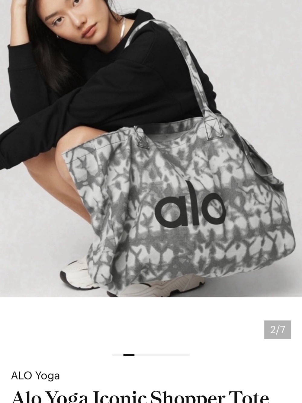 ALO Yoga Gray Tie-Dye Iconic Shopper Tote